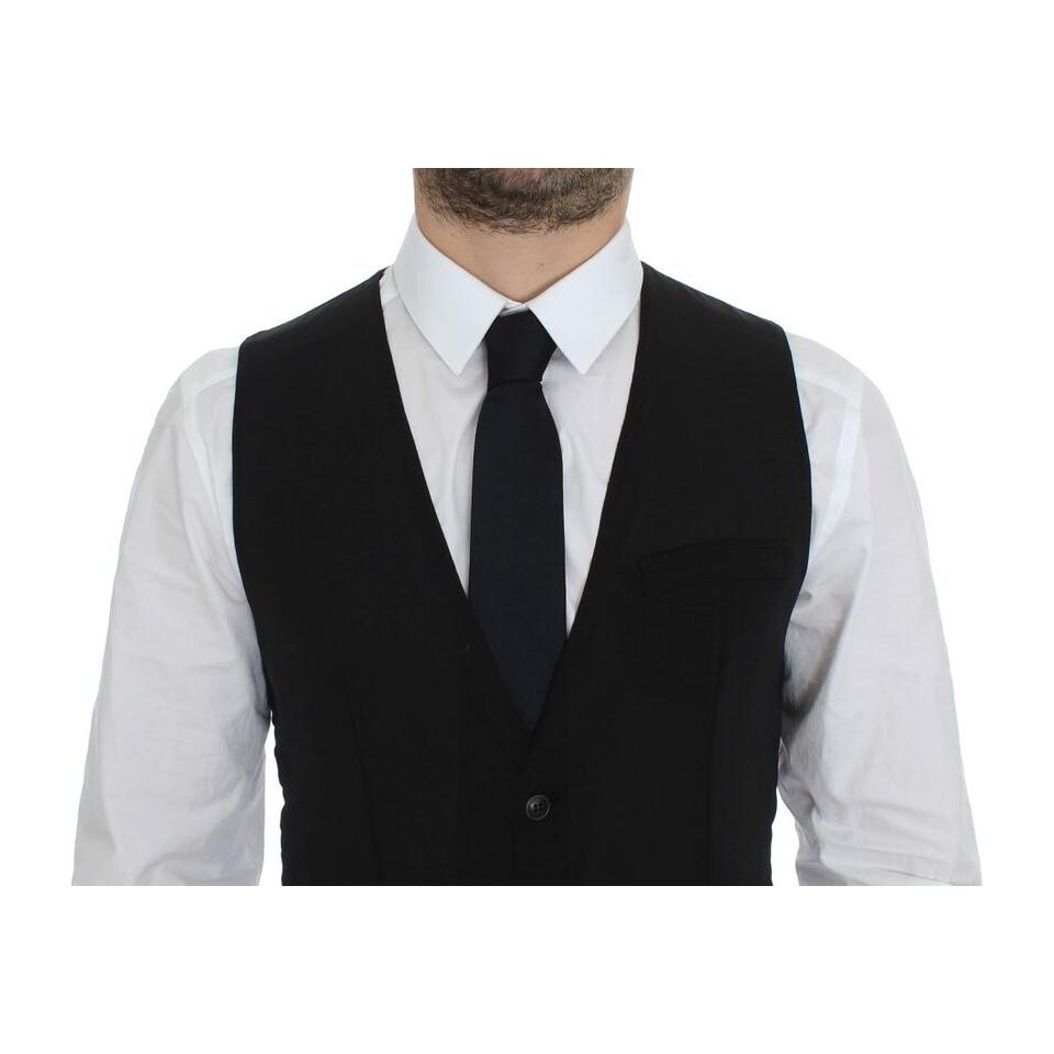 Dolce & Gabbana Elegant Black Wool Dress Vest Dolce & Gabbana