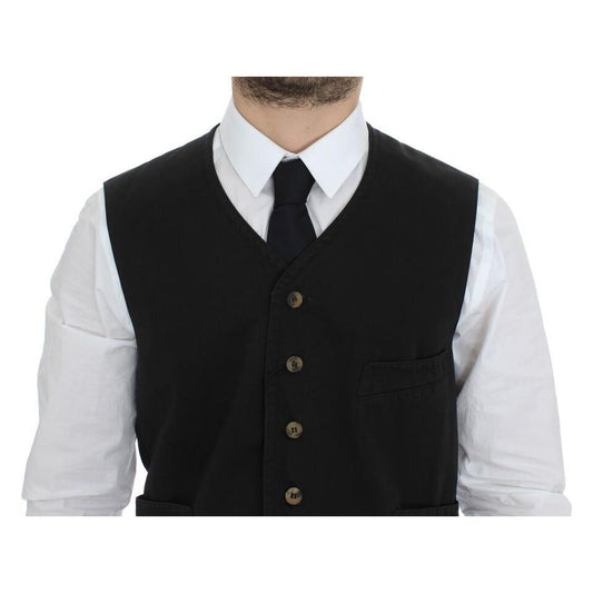 Dolce & Gabbana Elegant Black Cotton Blend Dress Vest Dolce & Gabbana