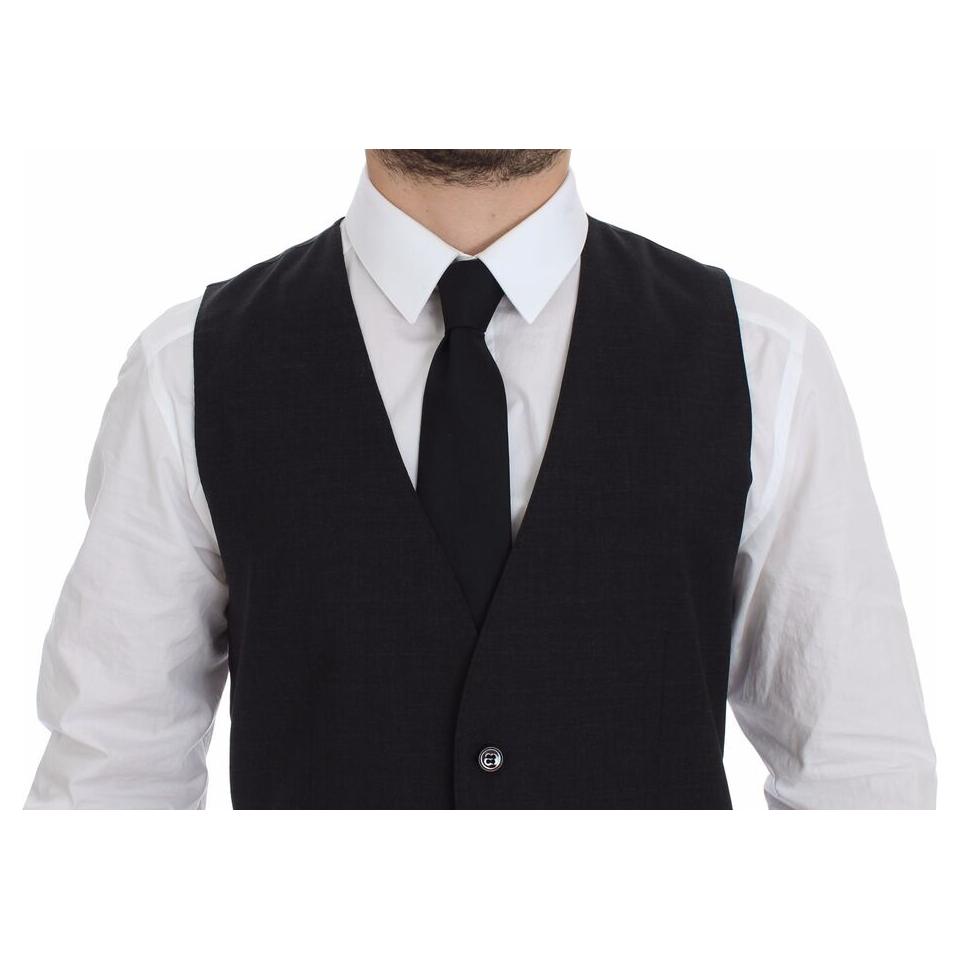 Dolce & Gabbana Sleek Gray Wool Dress Vest Dolce & Gabbana