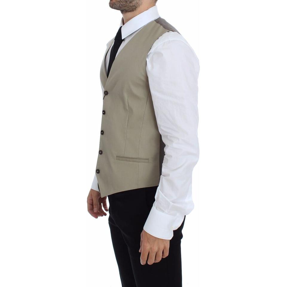 Dolce & Gabbana Elegant Beige Cotton Dress Vest Dolce & Gabbana