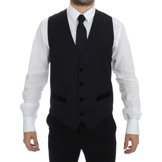 Dolce & Gabbana Black Wool Formal Dress Vest Gilet Weste Dolce & Gabbana