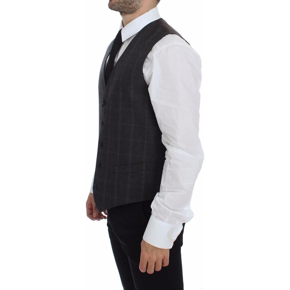 Dolce & Gabbana Elegant Checkered Wool Dress Vest Dolce & Gabbana