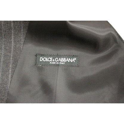 Dolce & Gabbana Gray Striped Wool Logo Vest Gilet Weste