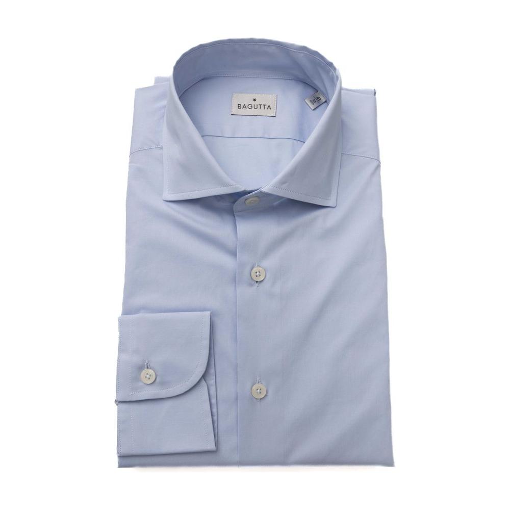 Bagutta Light Blue Cotton Men Shirt Bagutta