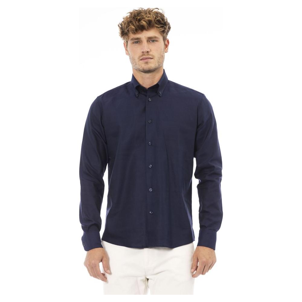 Baldinini Trend Blue Cotton Men Shirt Baldinini Trend