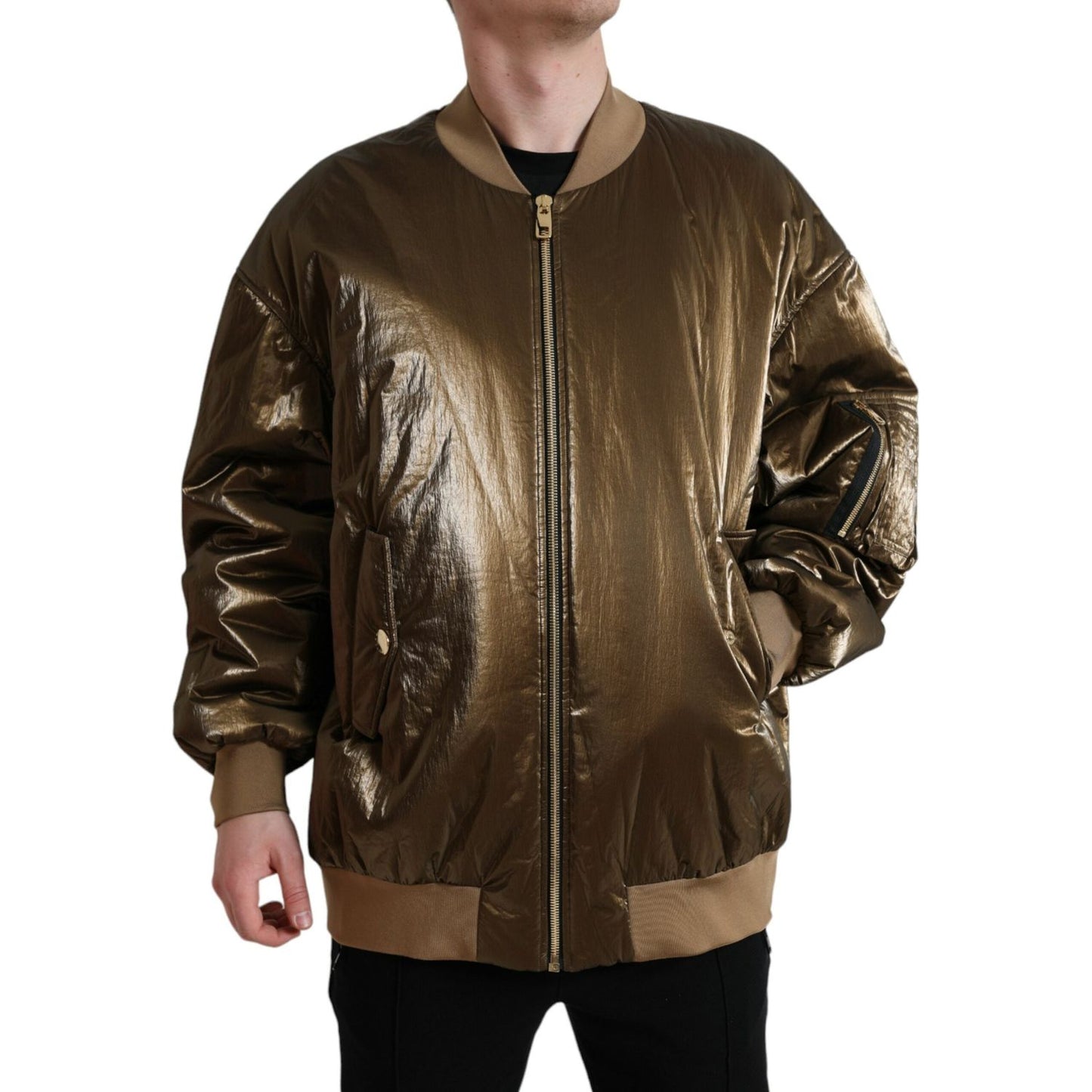 Dolce & Gabbana Elegant Bronze Bomber Jacket Dolce & Gabbana