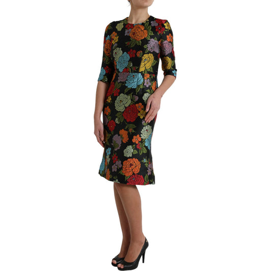 Dolce & Gabbana Elegant Floral Embroidered Pencil Dress Dolce & Gabbana