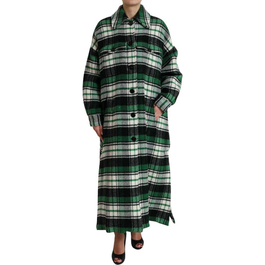 Dolce & Gabbana Green Plaid Long Sleeve Casual Coat Jacket Dolce & Gabbana