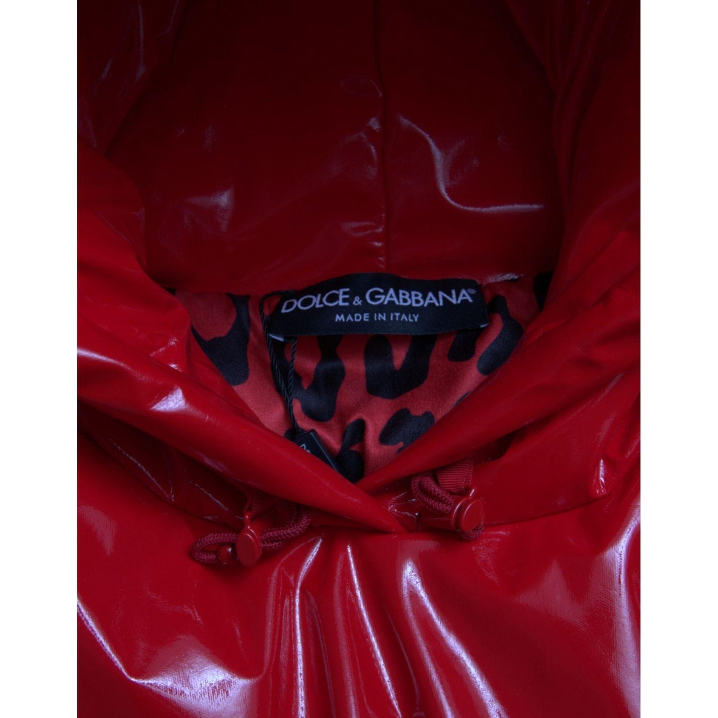 Dolce & Gabbana Shiny Red Hooded Cropped Short Coat Jacket Dolce & Gabbana