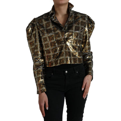 Dolce & Gabbana Multicolor Polyester Sequined Cropped Jacket Dolce & Gabbana
