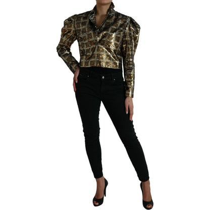 Dolce & Gabbana Multicolor Polyester Sequined Cropped Jacket Dolce & Gabbana