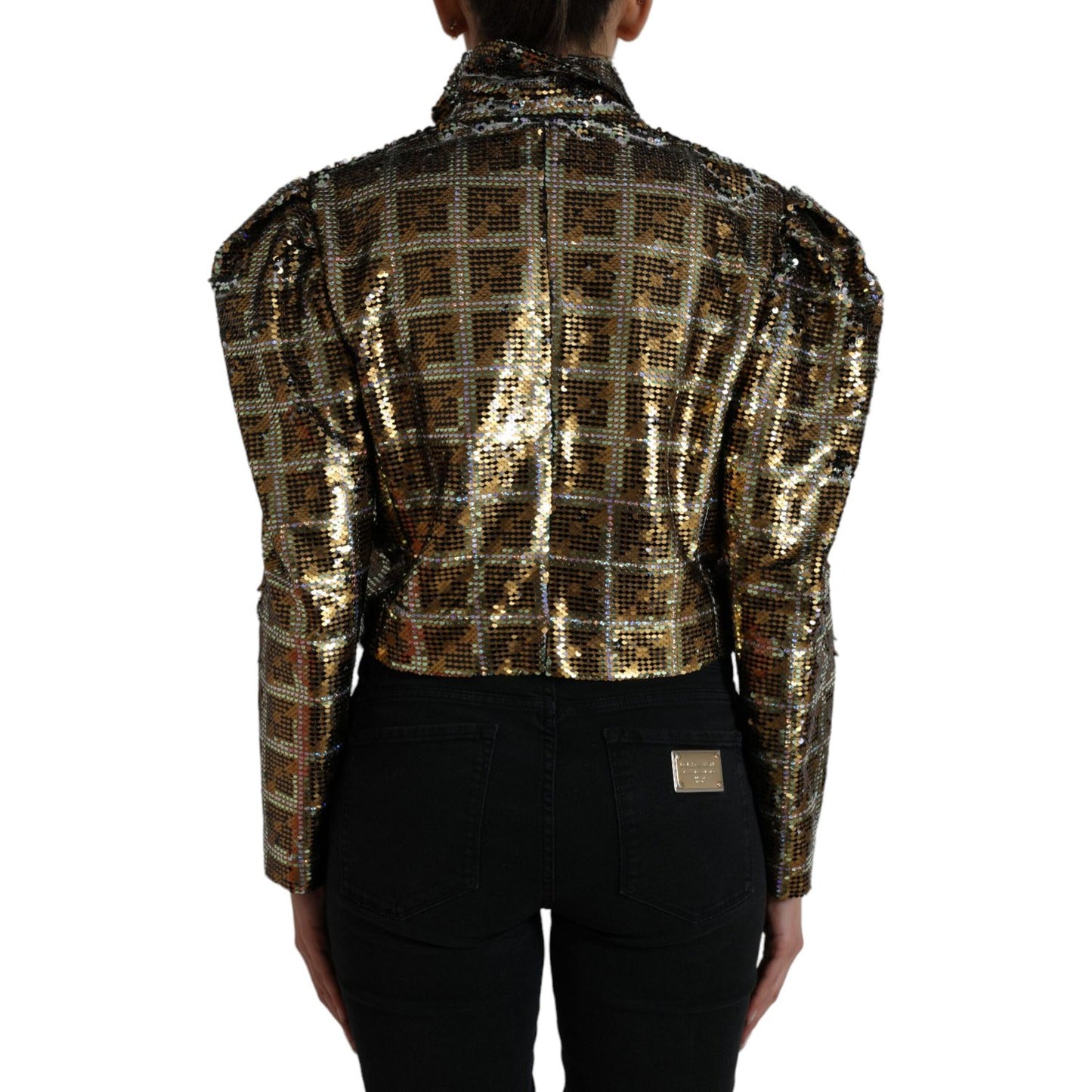 Dolce & Gabbana Multicolor Polyester Sequined Cropped Jacket Dolce & Gabbana