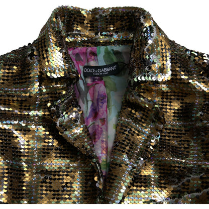 Dolce & Gabbana Multicolor Polyester Sequined Cropped Jacket Dolce & Gabbana