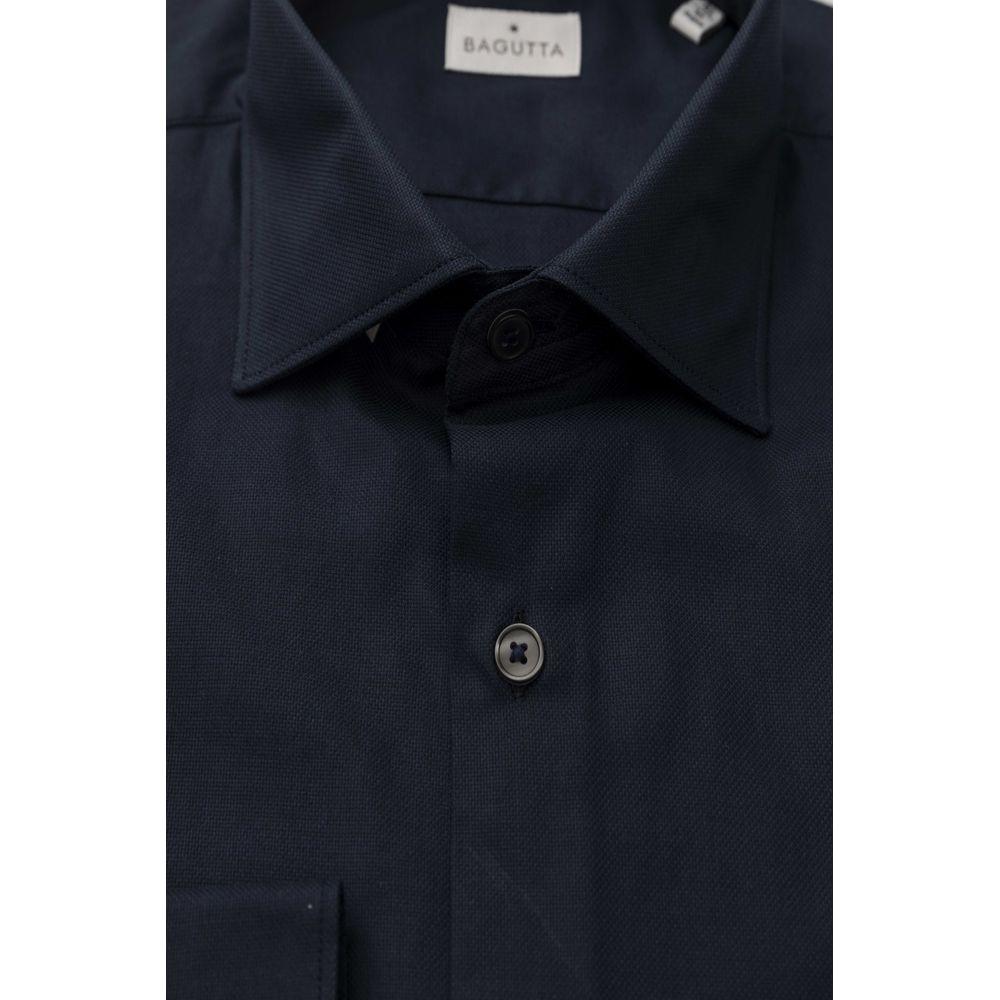 Bagutta Blue Cotton Men Shirt Bagutta