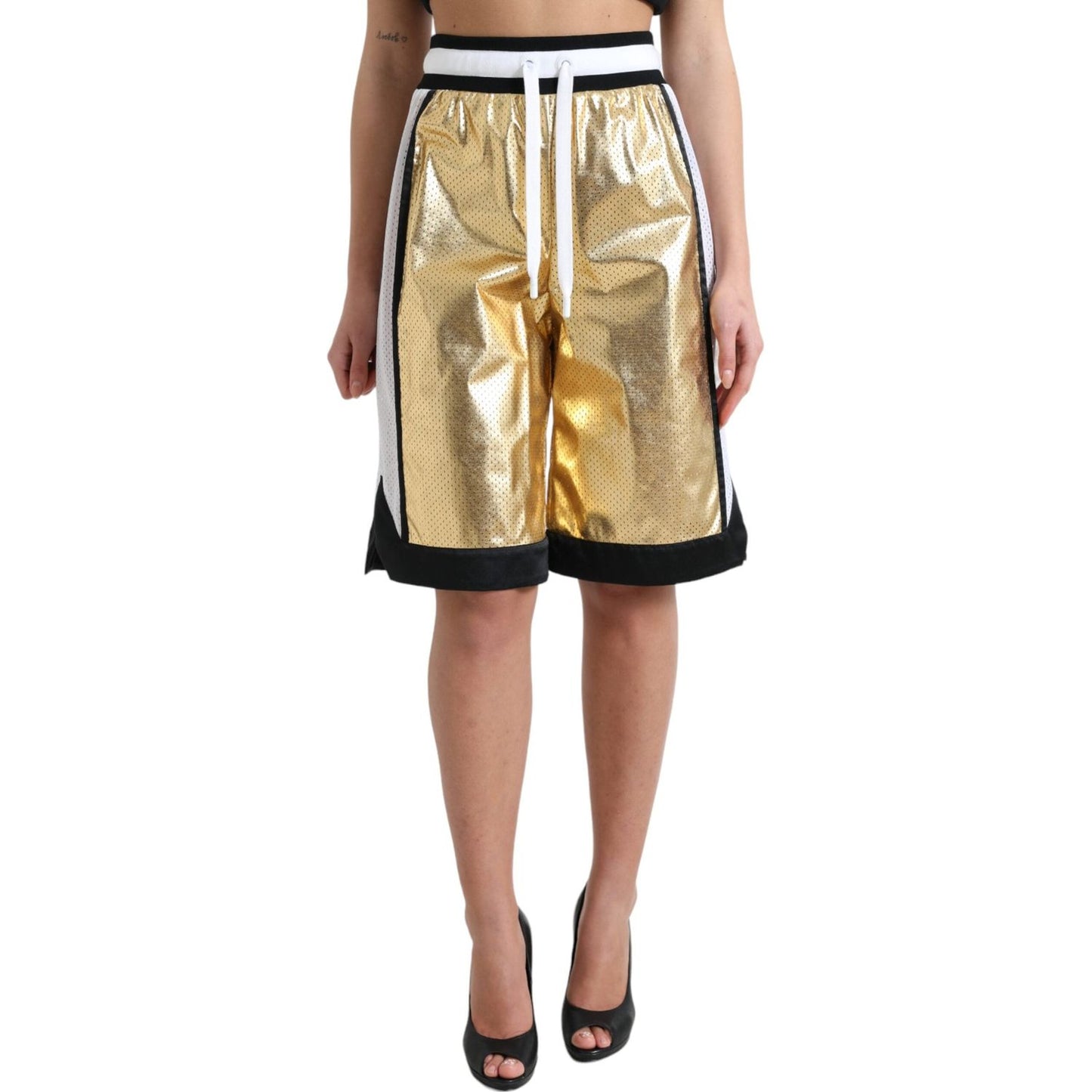 Dolce & Gabbana Elevated Elegance: High Waist Golden Shorts Dolce & Gabbana