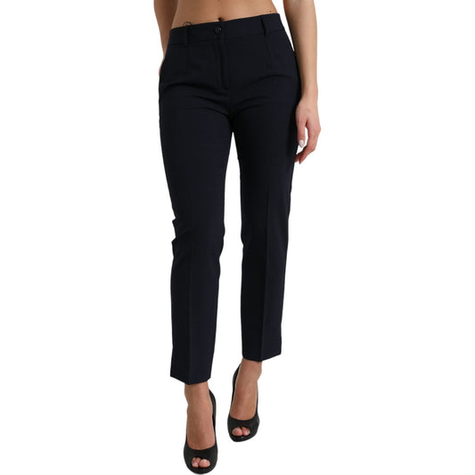 Dolce & Gabbana Elegant Mid Waist Tapered Pants in Blue Dolce & Gabbana