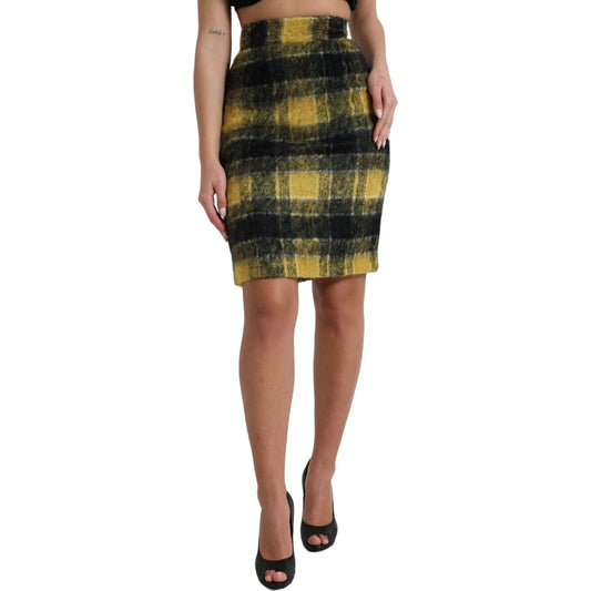 Dolce & Gabbana High Waist Check Print Silk-Lined Mini Skirt Dolce & Gabbana