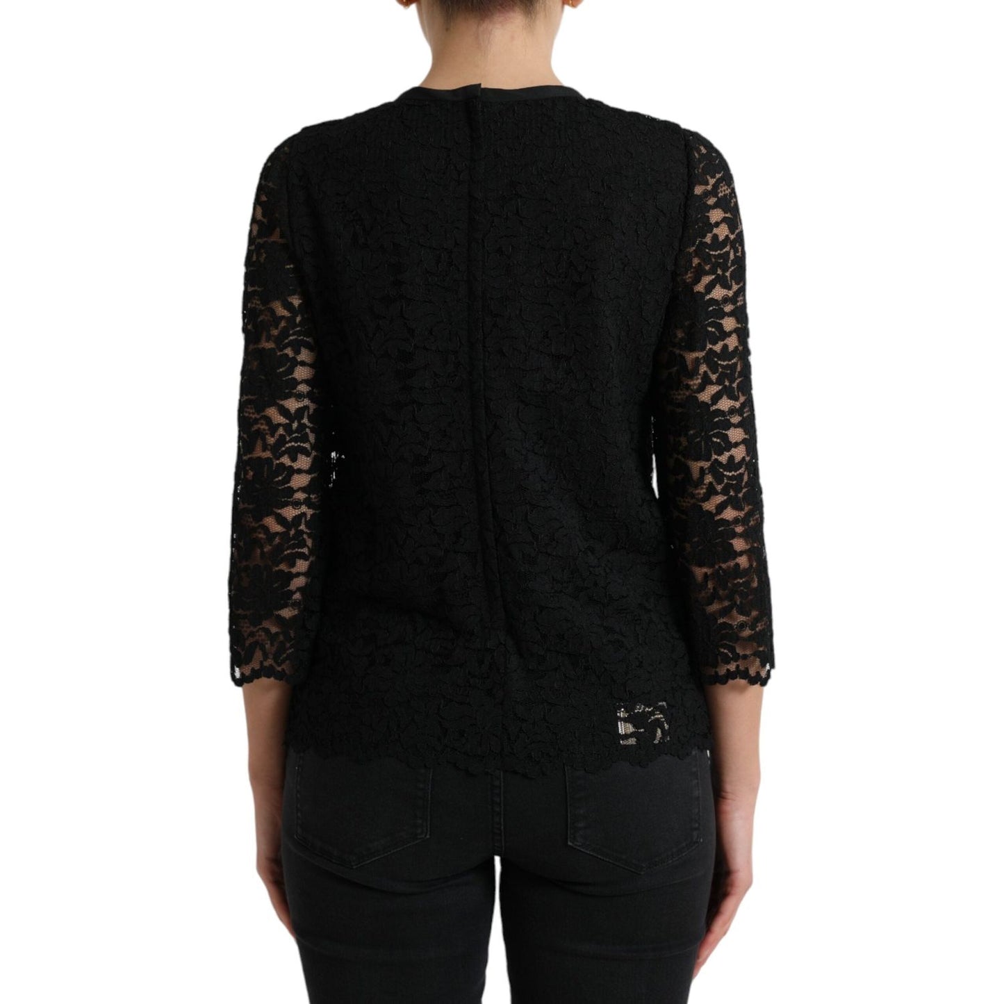 Dolce & Gabbana Elegant Floral Lace Long Sleeve Top Dolce & Gabbana