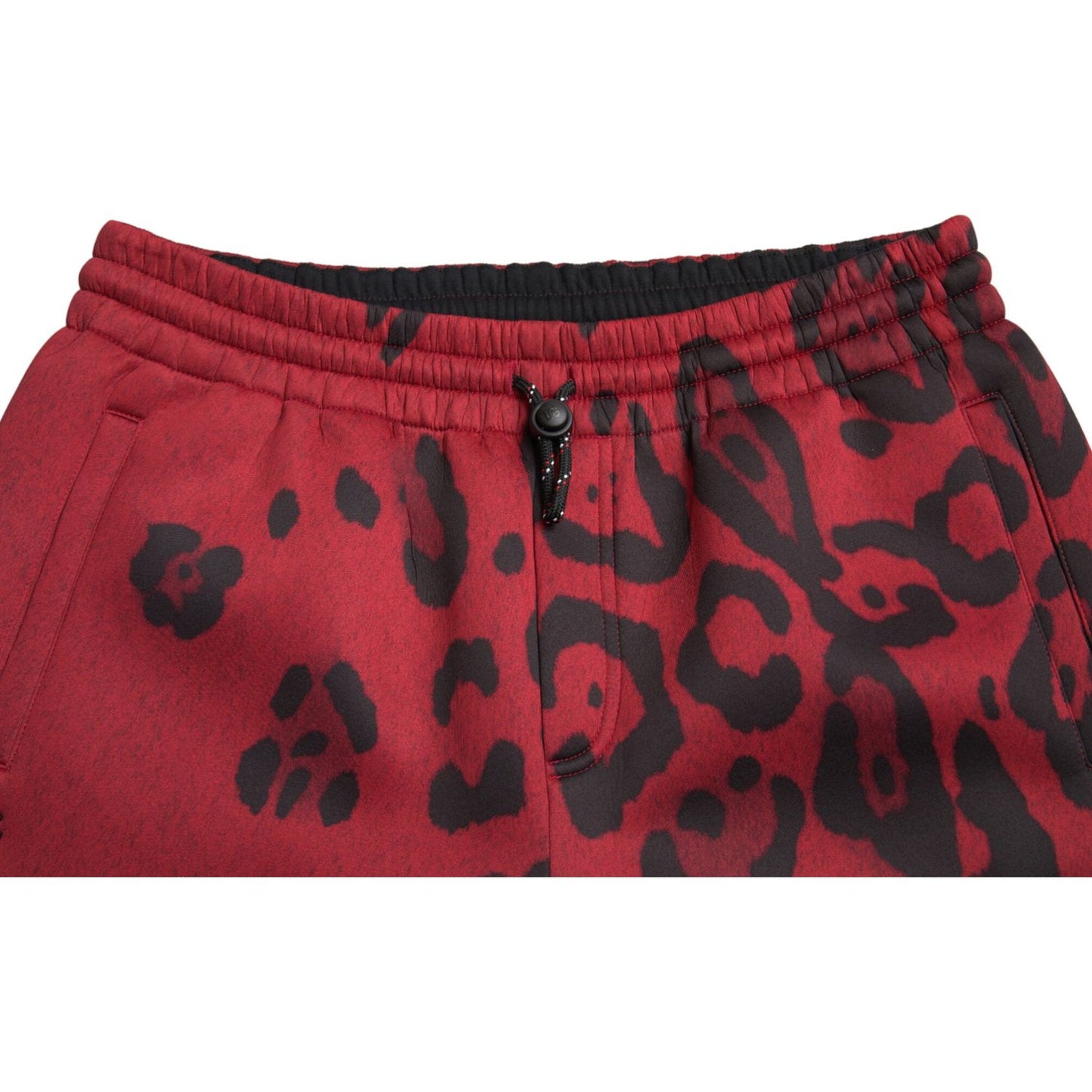 Dolce & Gabbana Elegant Leopard Print Joggers in Red and Black Dolce & Gabbana