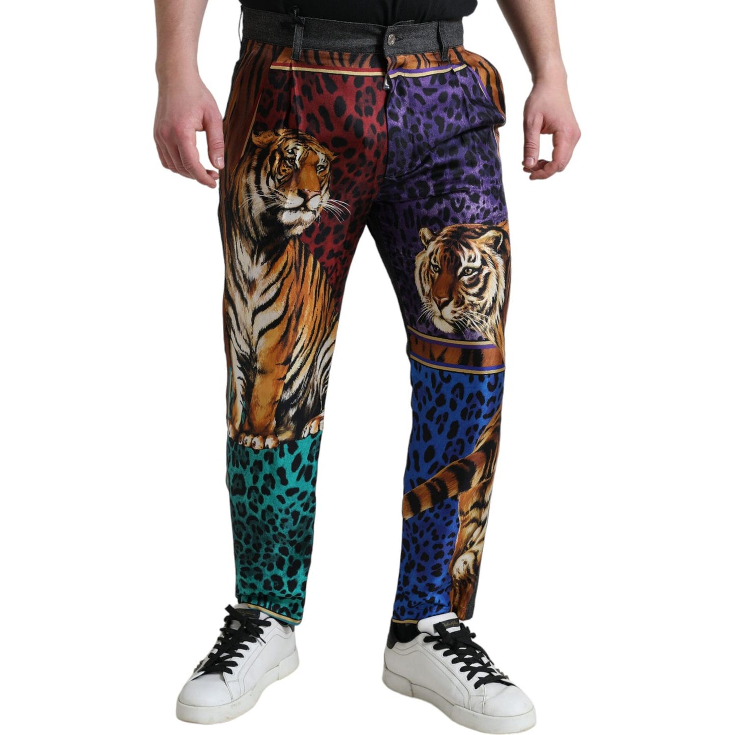 Dolce & Gabbana Multicolor Tiger Print Loose Denim Jeans Dolce & Gabbana