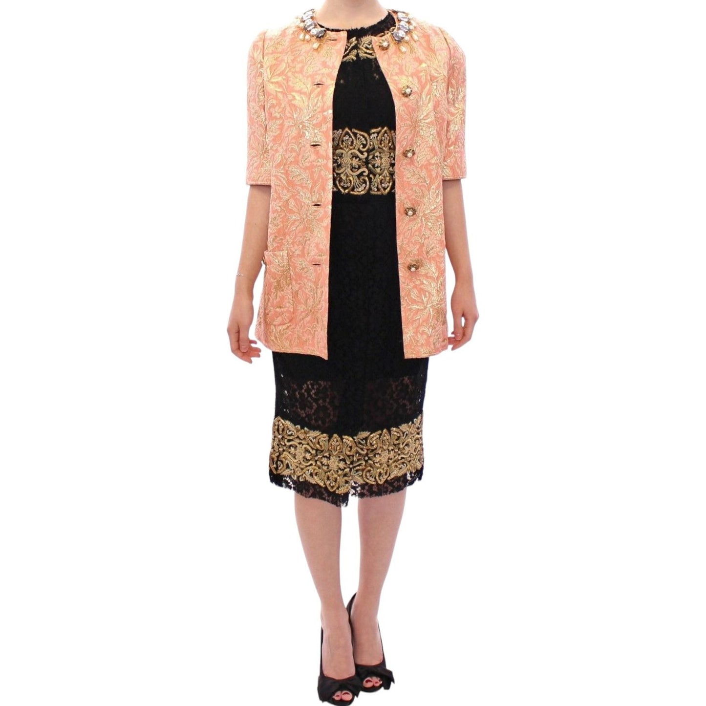 Dolce & Gabbana Exclusive Crystal Brocade Coat Jacket Dolce & Gabbana