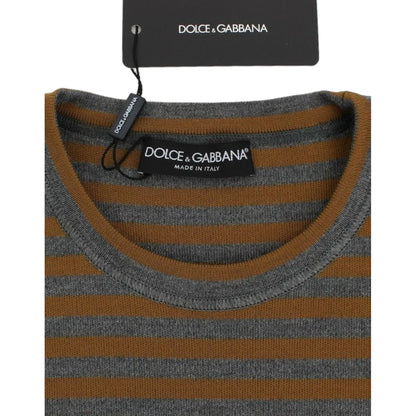 Dolce & Gabbana Oversized Gray Yellow Striped Sweater Top
