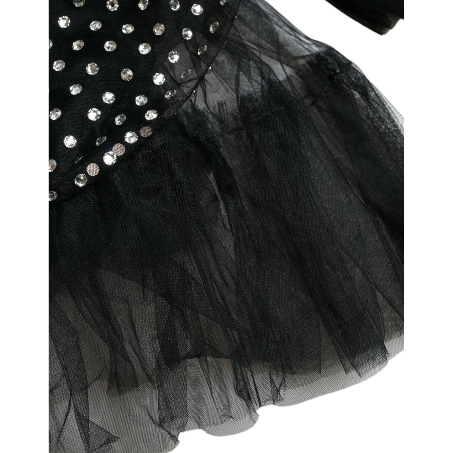 Dolce & Gabbana Elegant Crystal-Embellished Long Black Dress Dolce & Gabbana