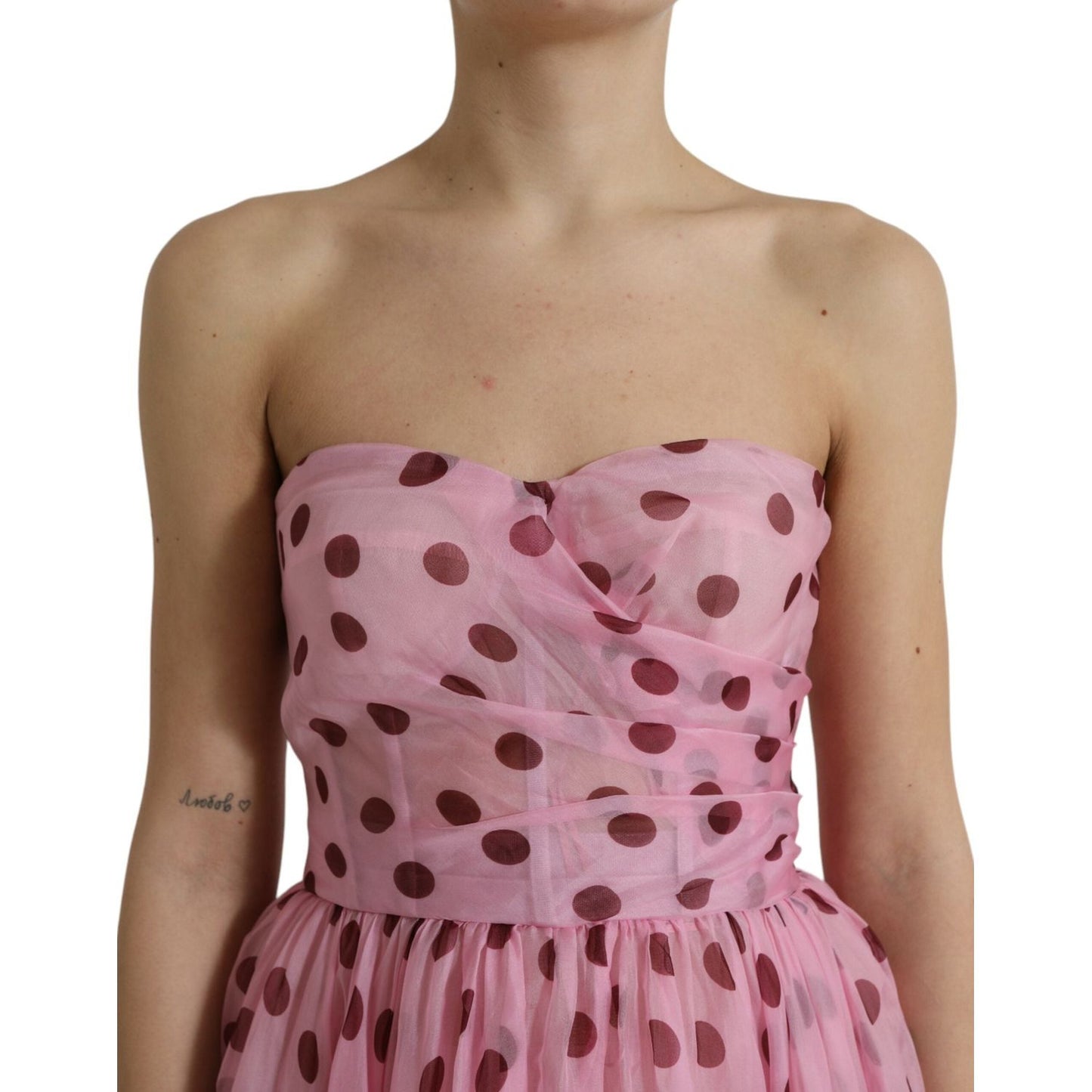 Dolce & Gabbana Chic A-Line Strapless Silk Dress in Pink Dolce & Gabbana