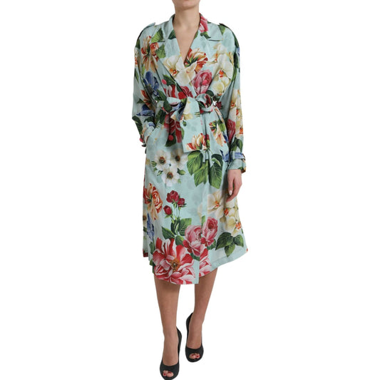 Dolce & Gabbana Elegant Floral Silk Trench Jacket Dolce & Gabbana