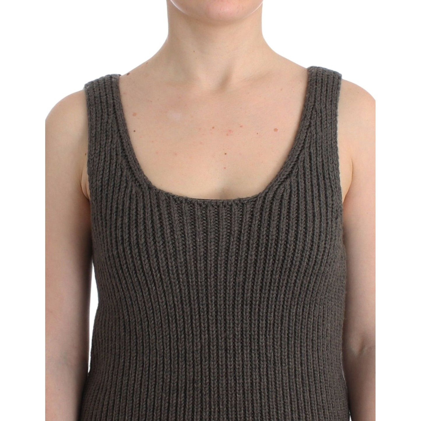 Ermanno Scervino Chic Gray Knit Crew Neck Top Ermanno Scervino