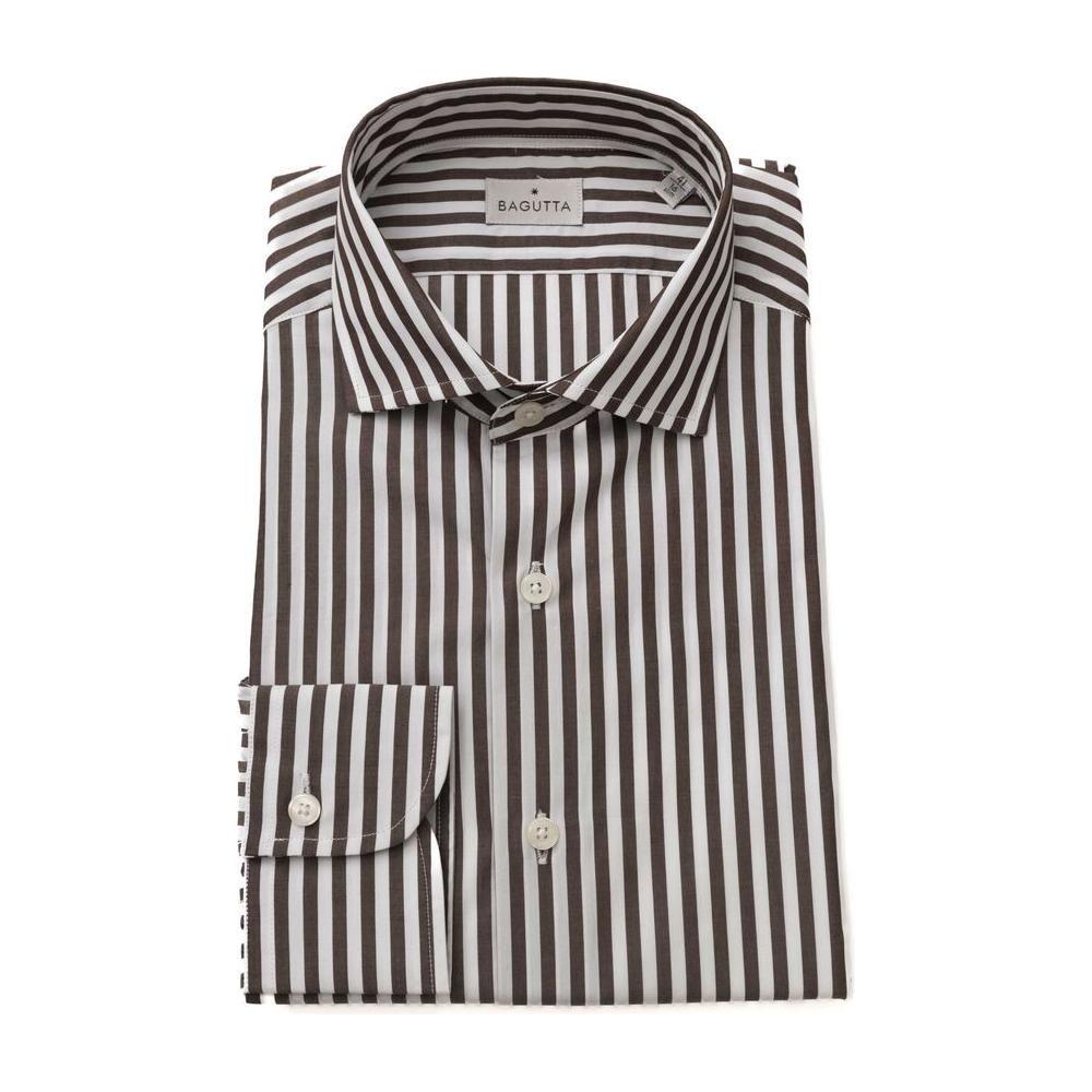 Bagutta Brown Cotton Men Shirt Bagutta