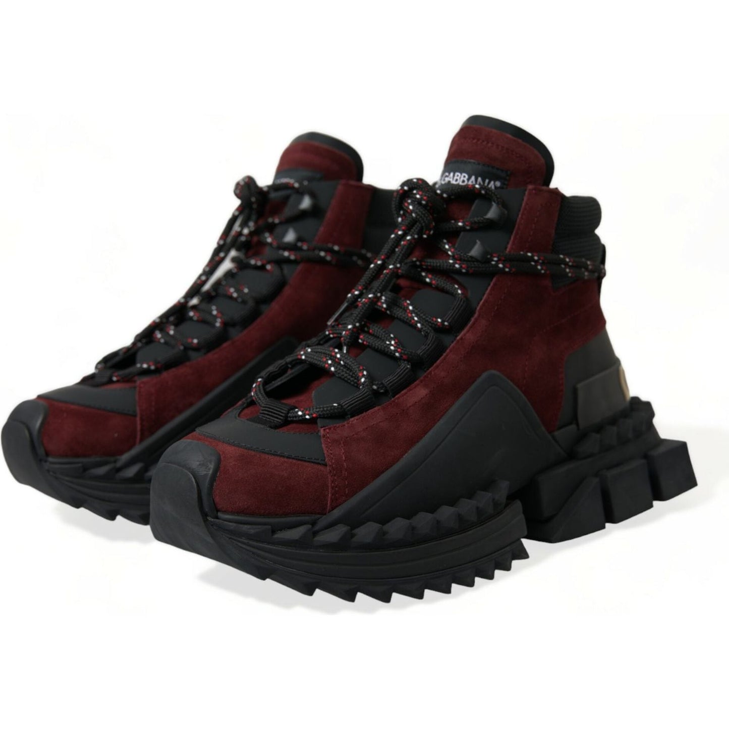 Dolce & Gabbana Burgundy Leather High Top Sneakers Dolce & Gabbana