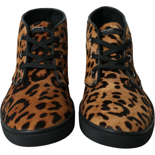 Dolce & Gabbana Elegant Leopard Print Mid-Top Sneakers Dolce & Gabbana