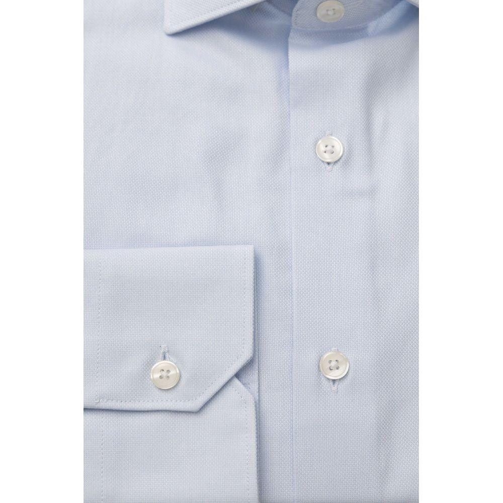 Bagutta Light Blue Cotton Men Shirt Bagutta