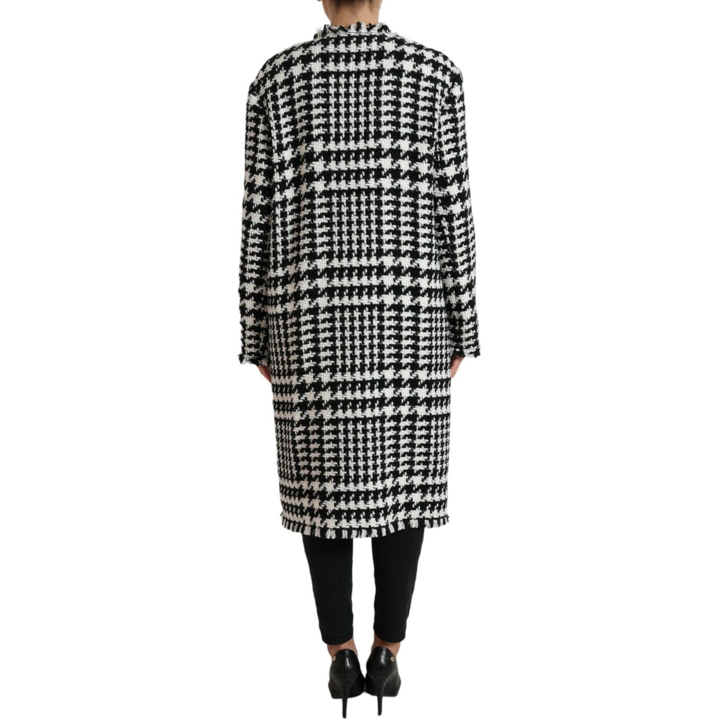 Dolce & Gabbana Elegant Houndstooth Long Trench Coat Dolce & Gabbana