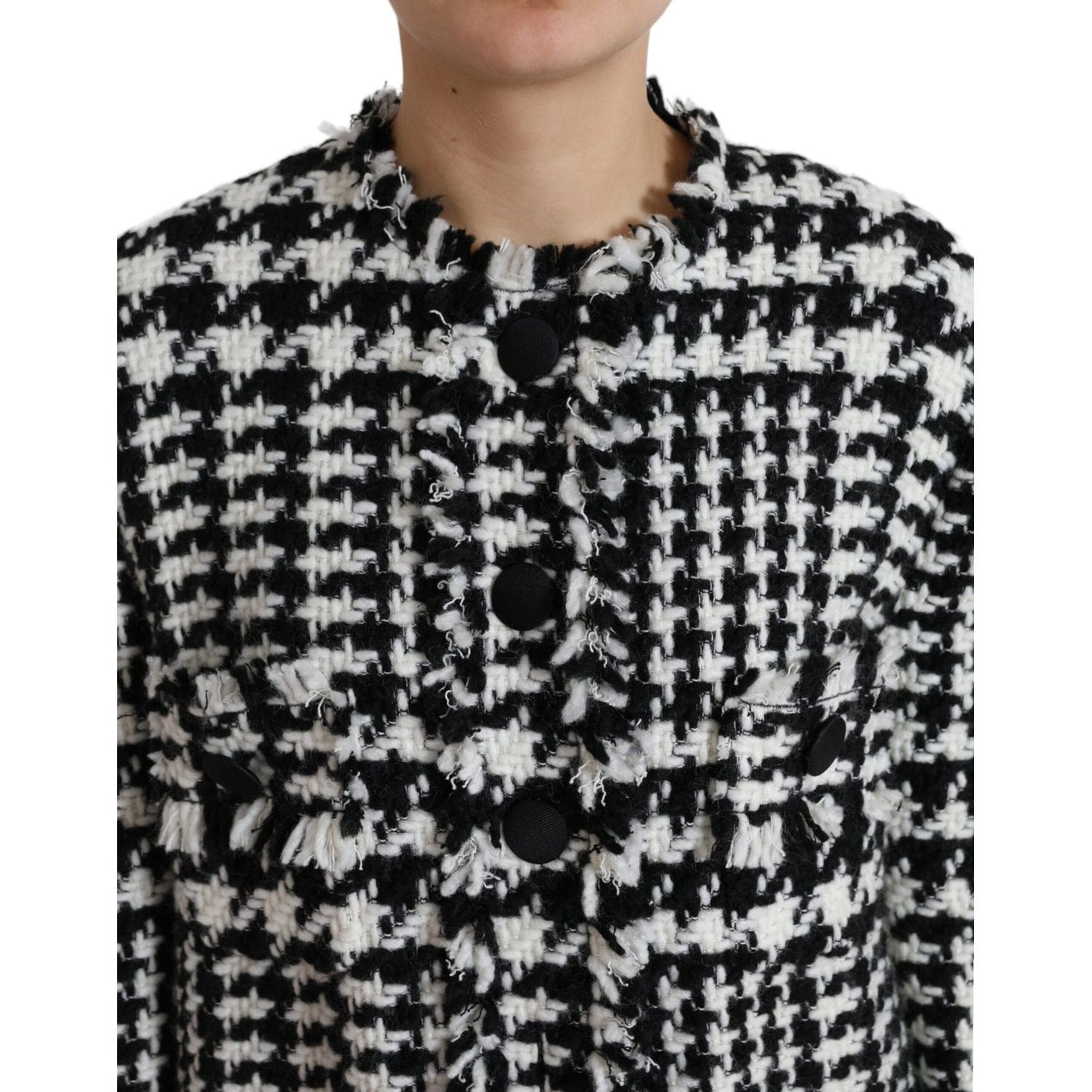 Dolce & Gabbana Elegant Houndstooth Long Trench Coat Dolce & Gabbana