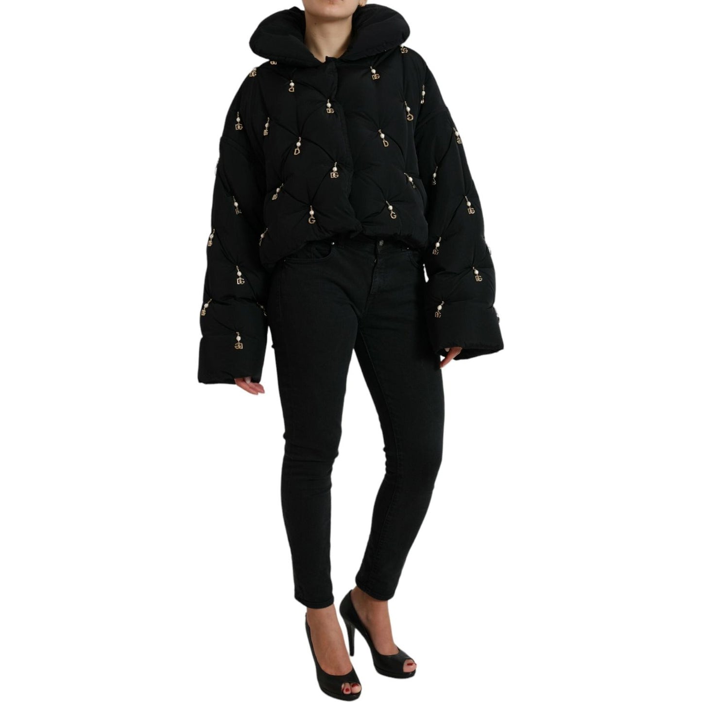 Dolce & Gabbana Elegant Quilted Jacket with Pearl Embellishment Dolce & Gabbana