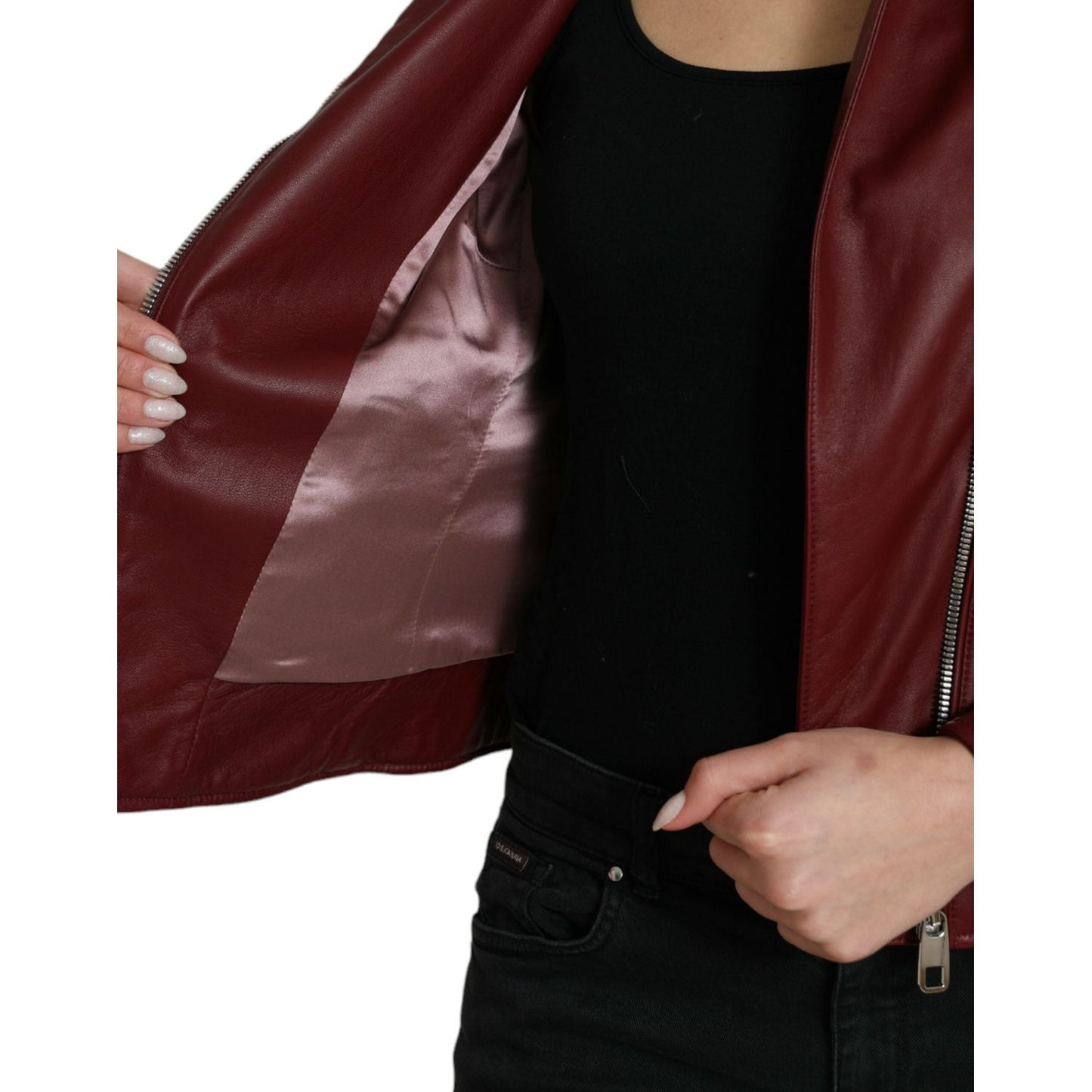 Dolce & Gabbana Bordeaux Biker Leather Jacket Dolce & Gabbana