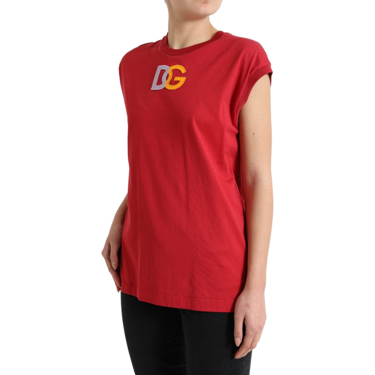 Dolce & Gabbana Elegant Red Cotton Crew Neck Tank Top Dolce & Gabbana