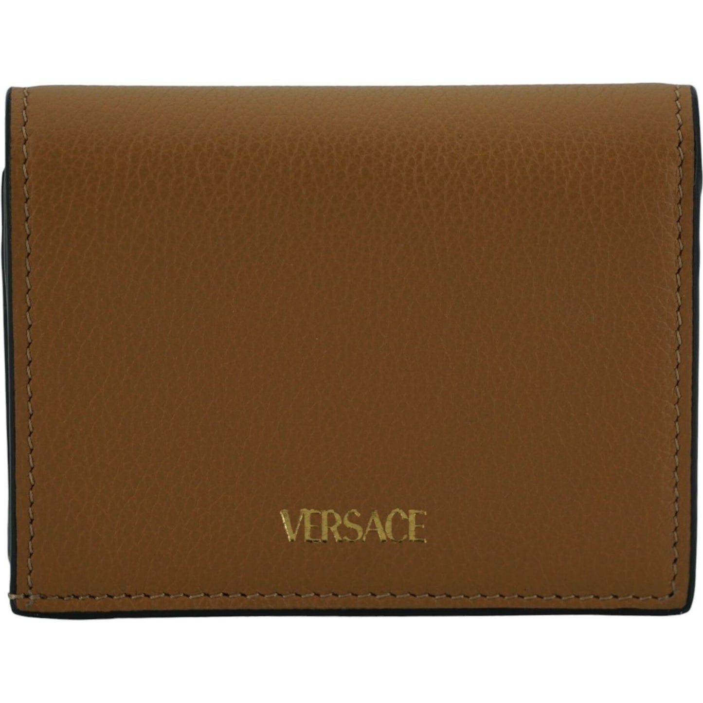 Versace Elegant Compact Leather Wallet in Brown Versace