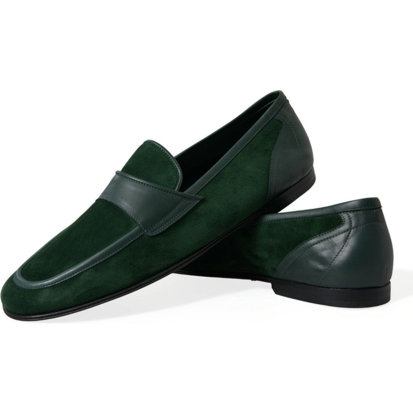 Dolce & Gabbana Emerald Velvet Leather Loafers for Men Dolce & Gabbana