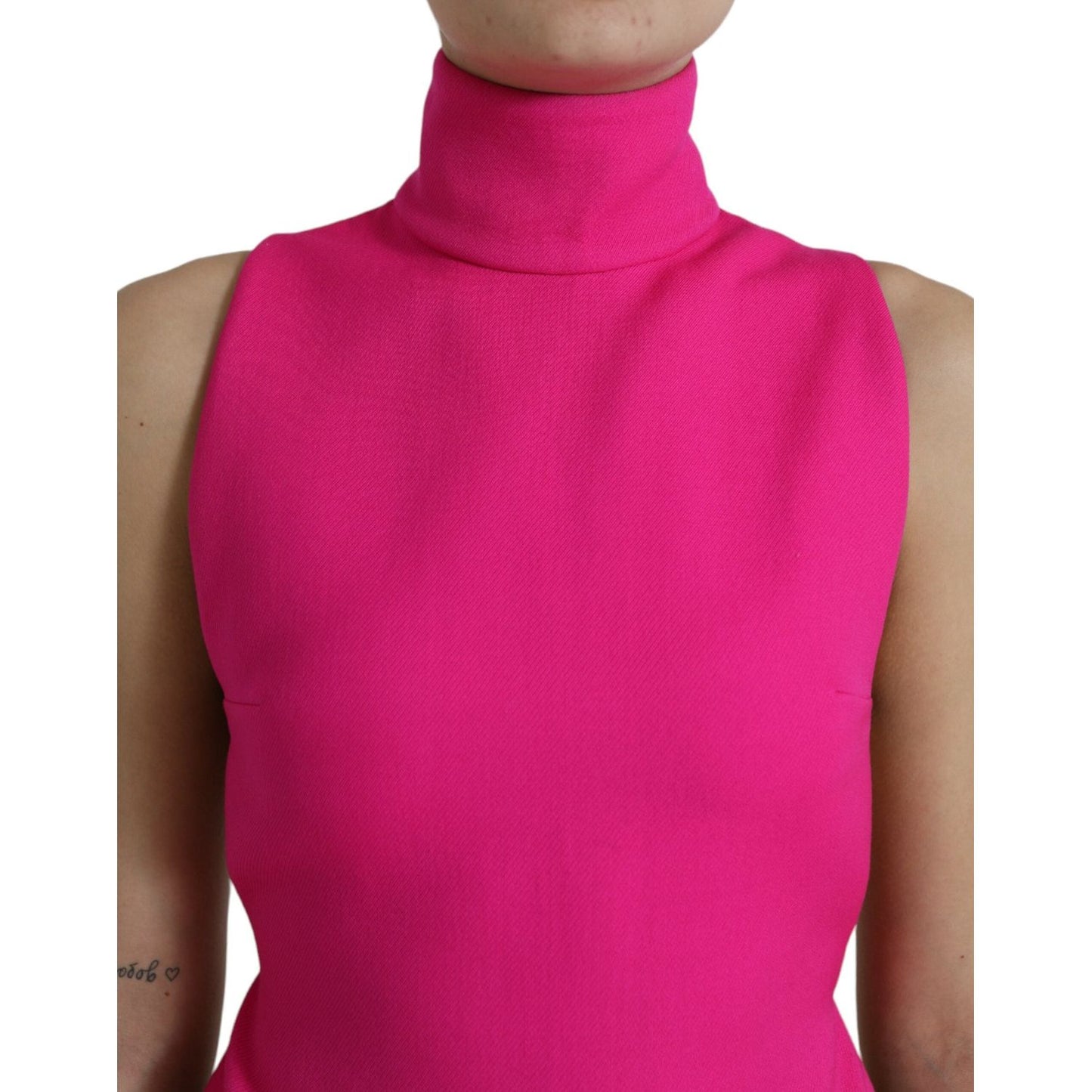 Dolce & Gabbana Elegant Pink Turtleneck Sleeveless Wool Top Dolce & Gabbana