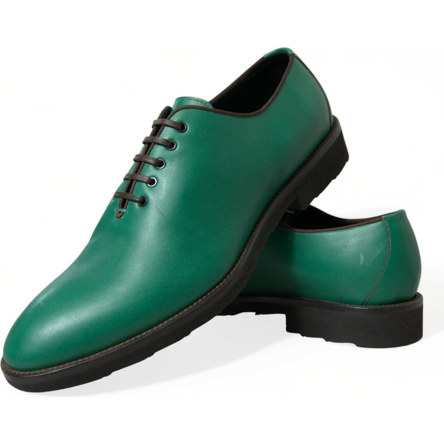 Dolce & Gabbana Elegant Green Leather Oxford Dress Shoes Dolce & Gabbana