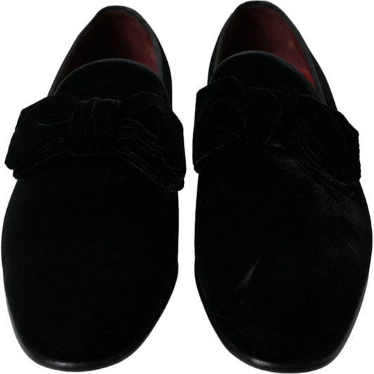 Dolce & Gabbana Elegant Black Velvet Loafers - Men's Luxury Footwear Dolce & Gabbana