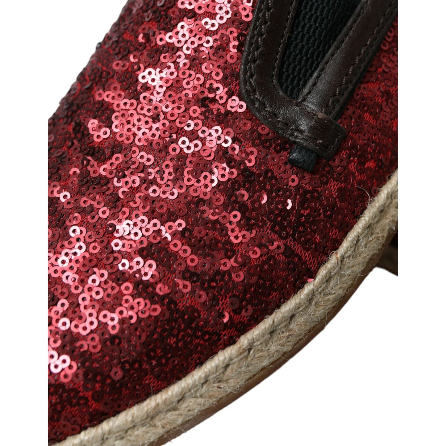 Dolce & Gabbana Red Sequined Leather Loafers Dolce & Gabbana