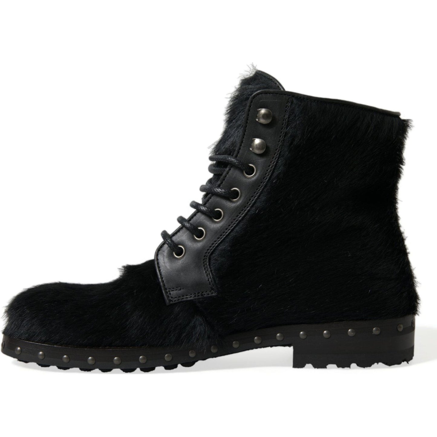 Dolce & Gabbana Elegant Black Calf Leather Lace-Up Boots Dolce & Gabbana