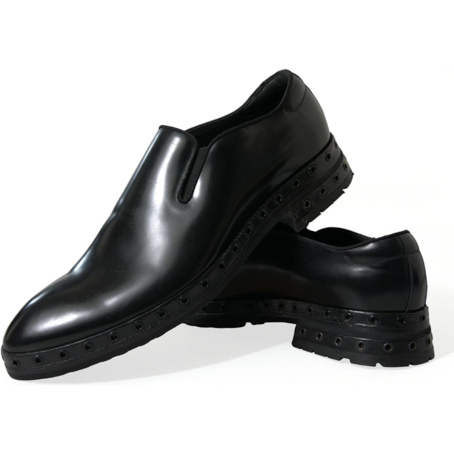 Dolce & Gabbana Elegant Black Leather Studded Loafers Dolce & Gabbana