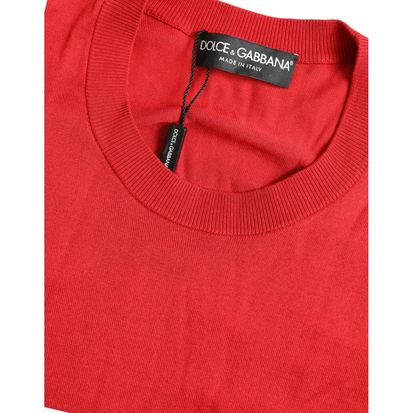 Dolce & Gabbana Silk Red Crew Neck Top Dolce & Gabbana