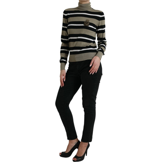 Dolce & Gabbana Elegant Striped Turtleneck Wool Sweater Dolce & Gabbana