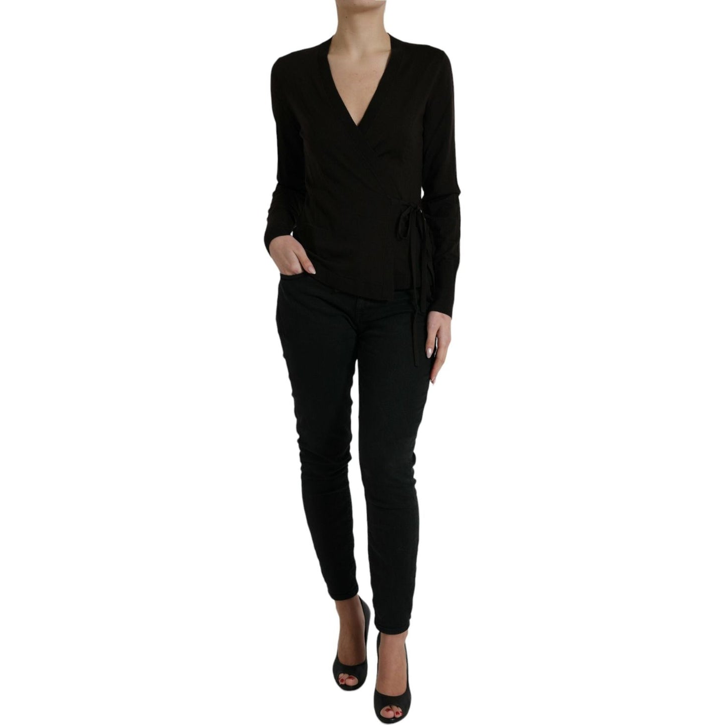 Dolce & Gabbana Elegant Black Virgin Wool Cardigan Dolce & Gabbana